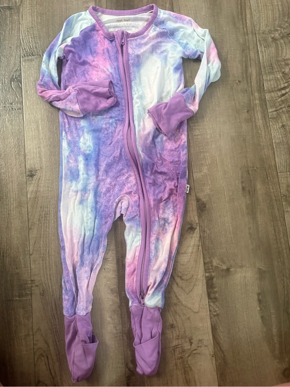 Little Sleepies Pastel Purple & Pink Tie-Dye Footed One-Piece